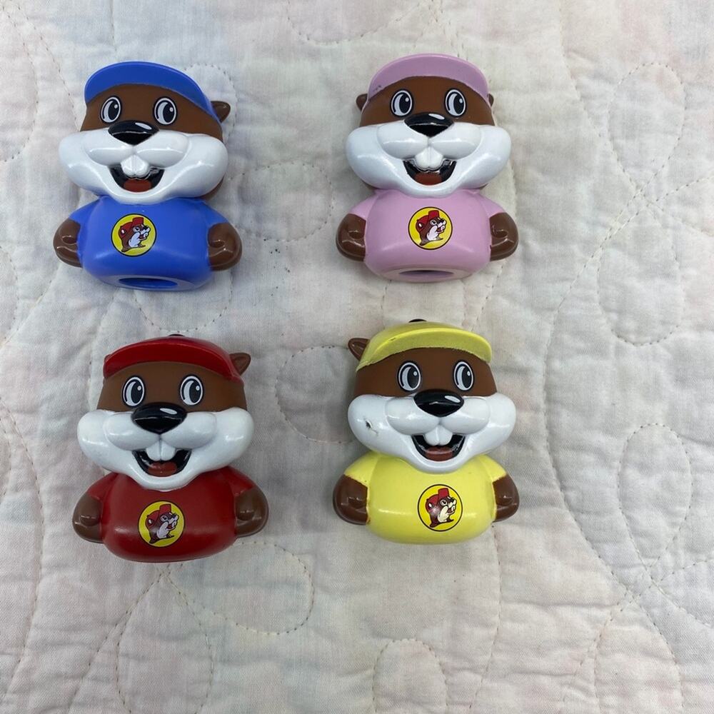 Buc-ee’s set of 4 Colorful Cartoon Character finger toy puppets.